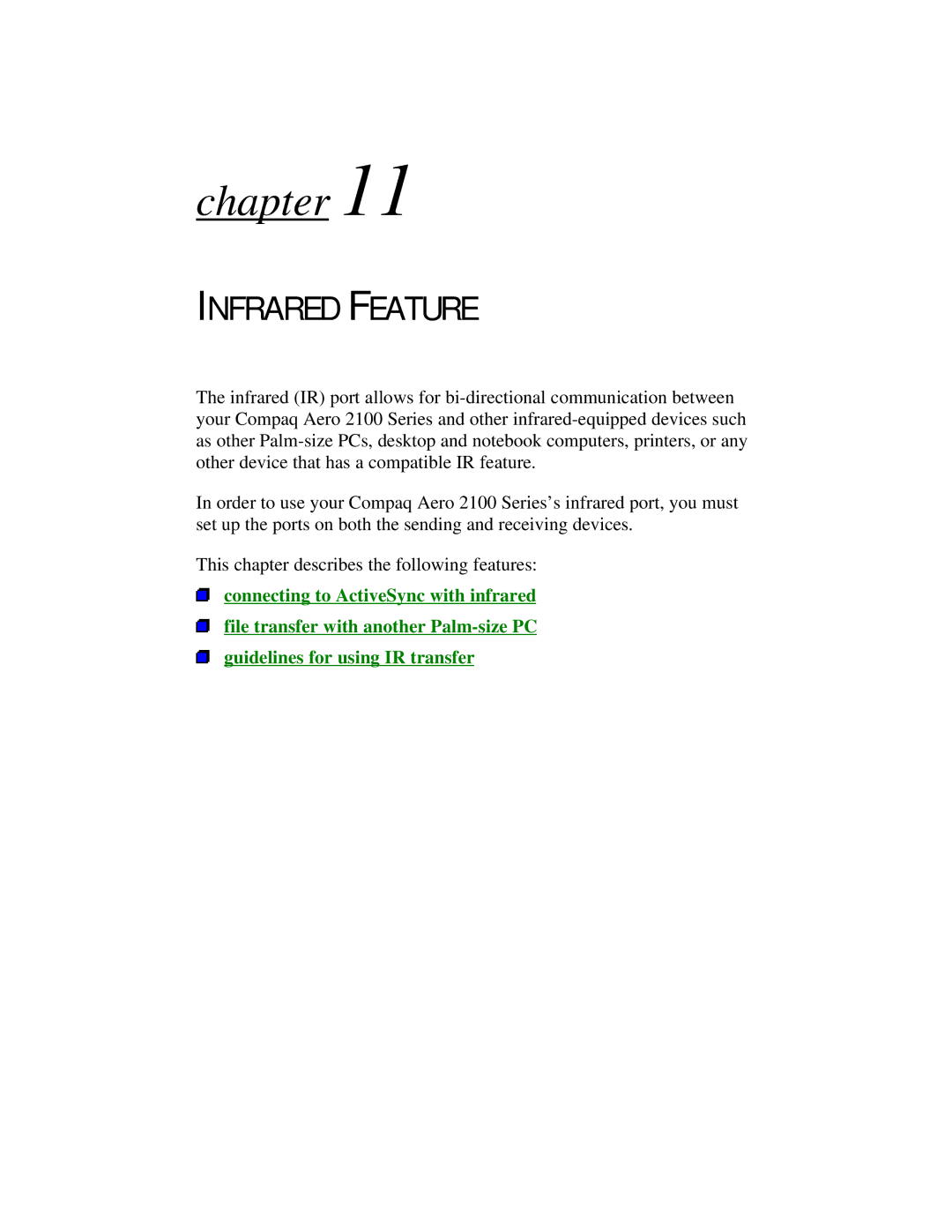 Compaq 2100 manual Infrared Feature 