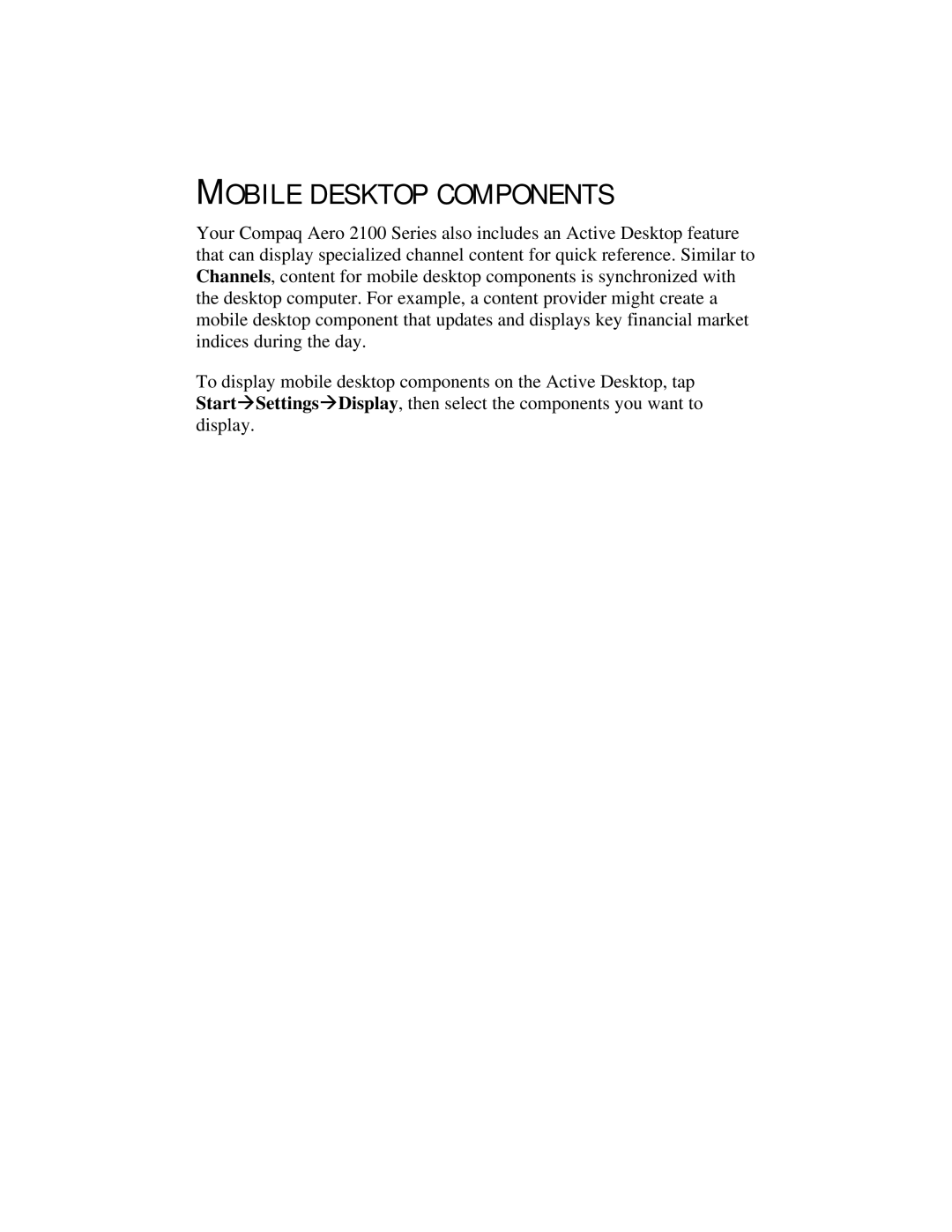 Compaq 2100 manual Mobile Desktop Components 