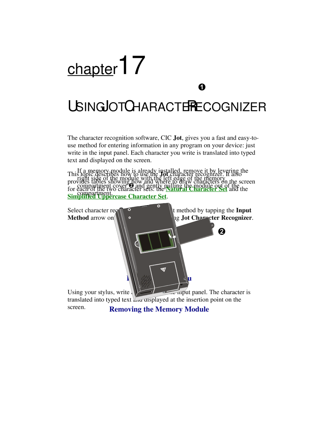 Compaq 2100 manual Using JOT Character Recognizer, Input Method Menu 