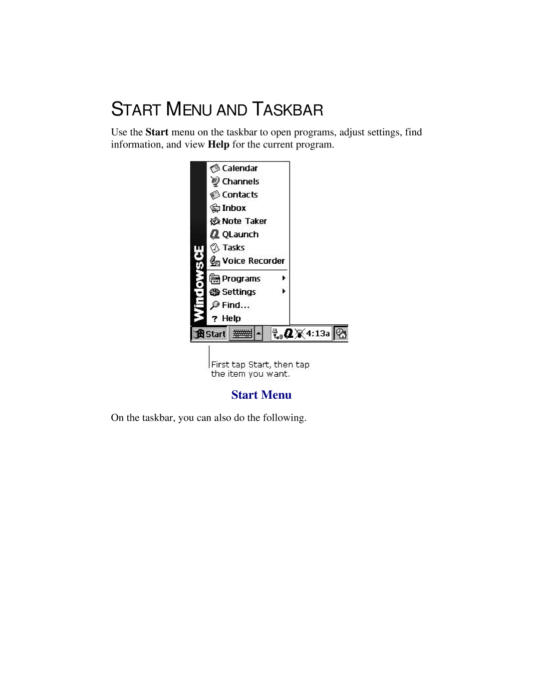 Compaq 2100 manual Start Menu and Taskbar 