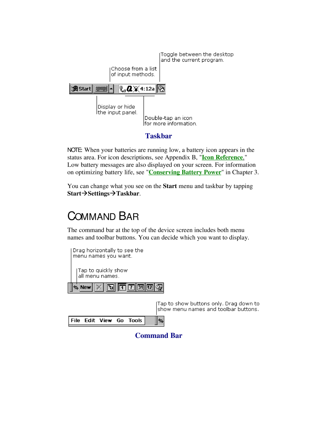 Compaq 2100 manual Command BAR, Taskbar, Command Bar 