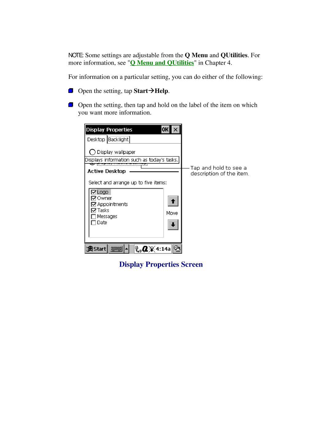 Compaq 2100 manual Display Properties Screen 