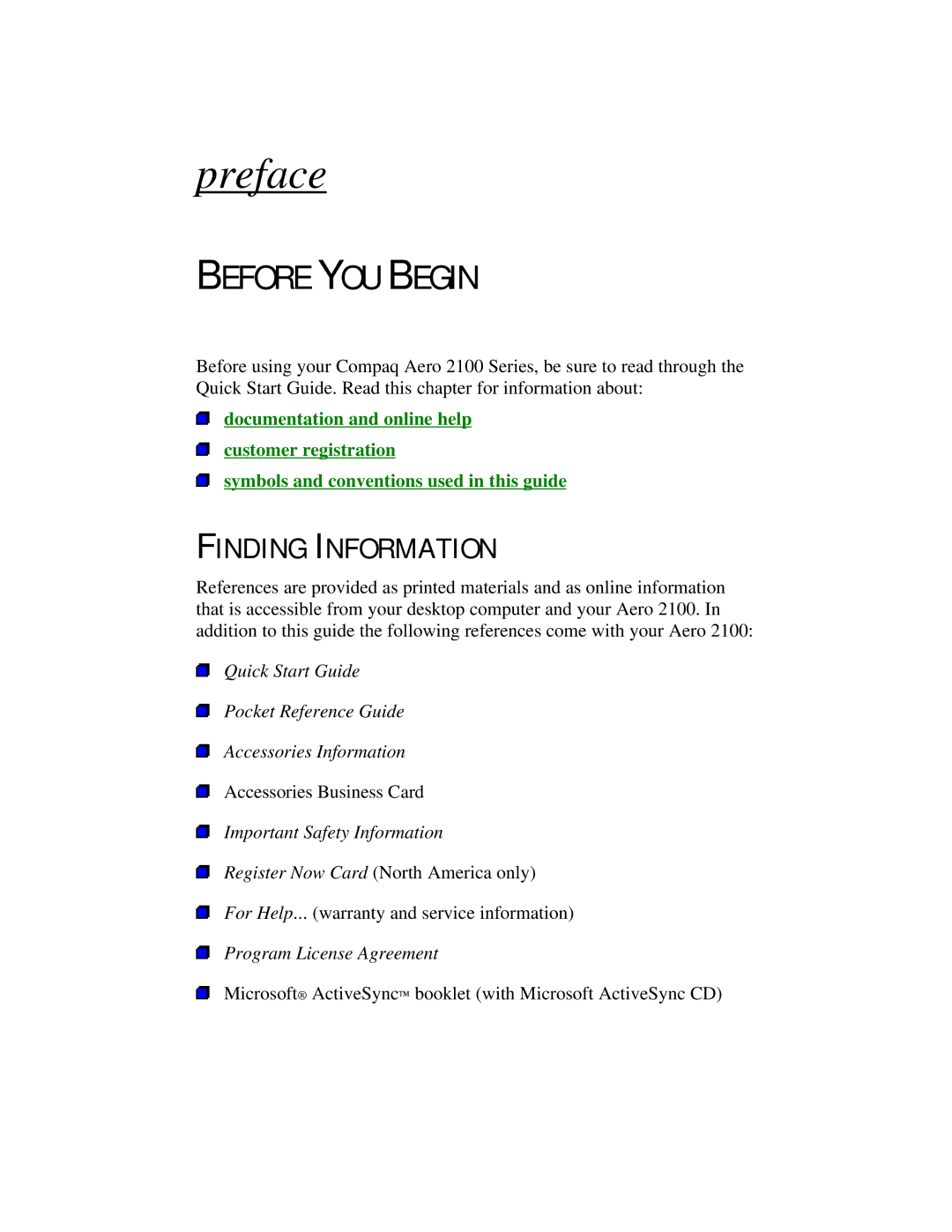 Compaq 2100 manual Before YOU Begin, Finding Information 
