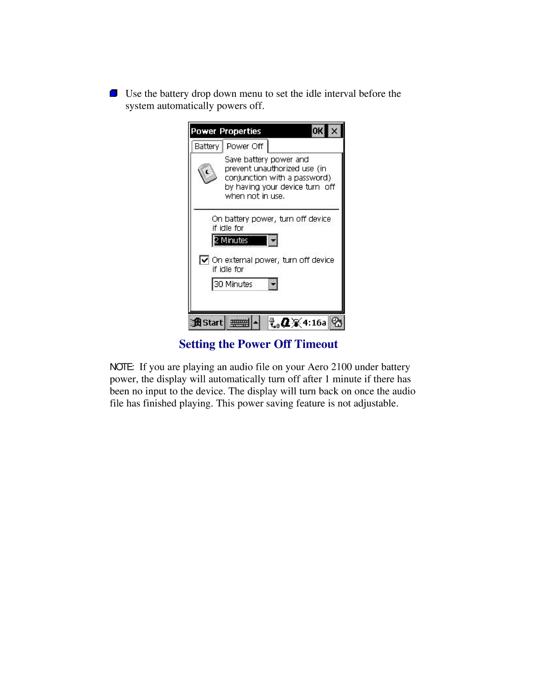 Compaq 2100 manual Setting the Power Off Timeout 