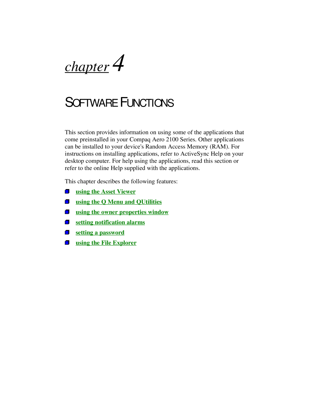 Compaq 2100 manual Software Functions 