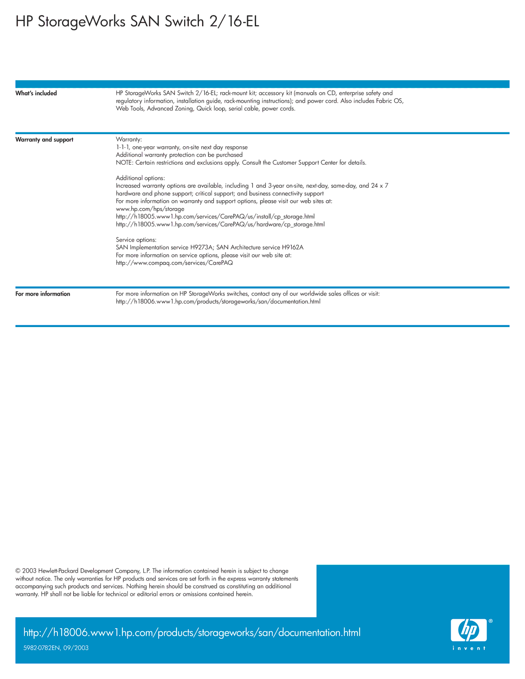 Compaq manual HP StorageWorks SAN Switch 2/16-EL 