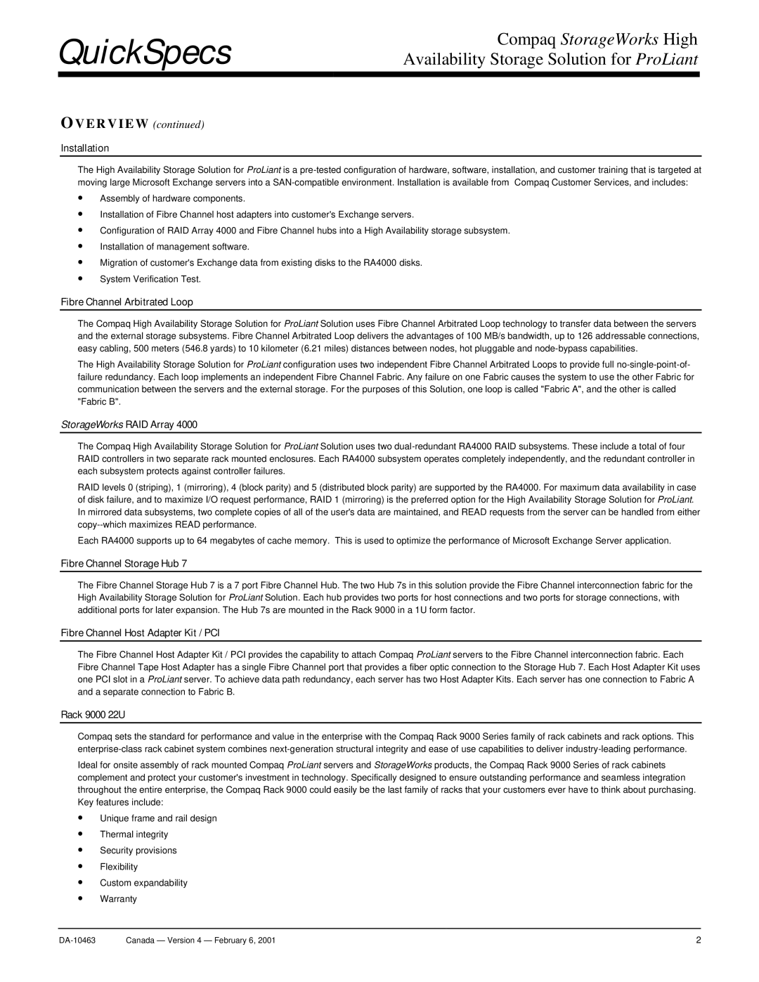 Compaq 223100 manual Installation, Fibre Channel Arbitrated Loop 