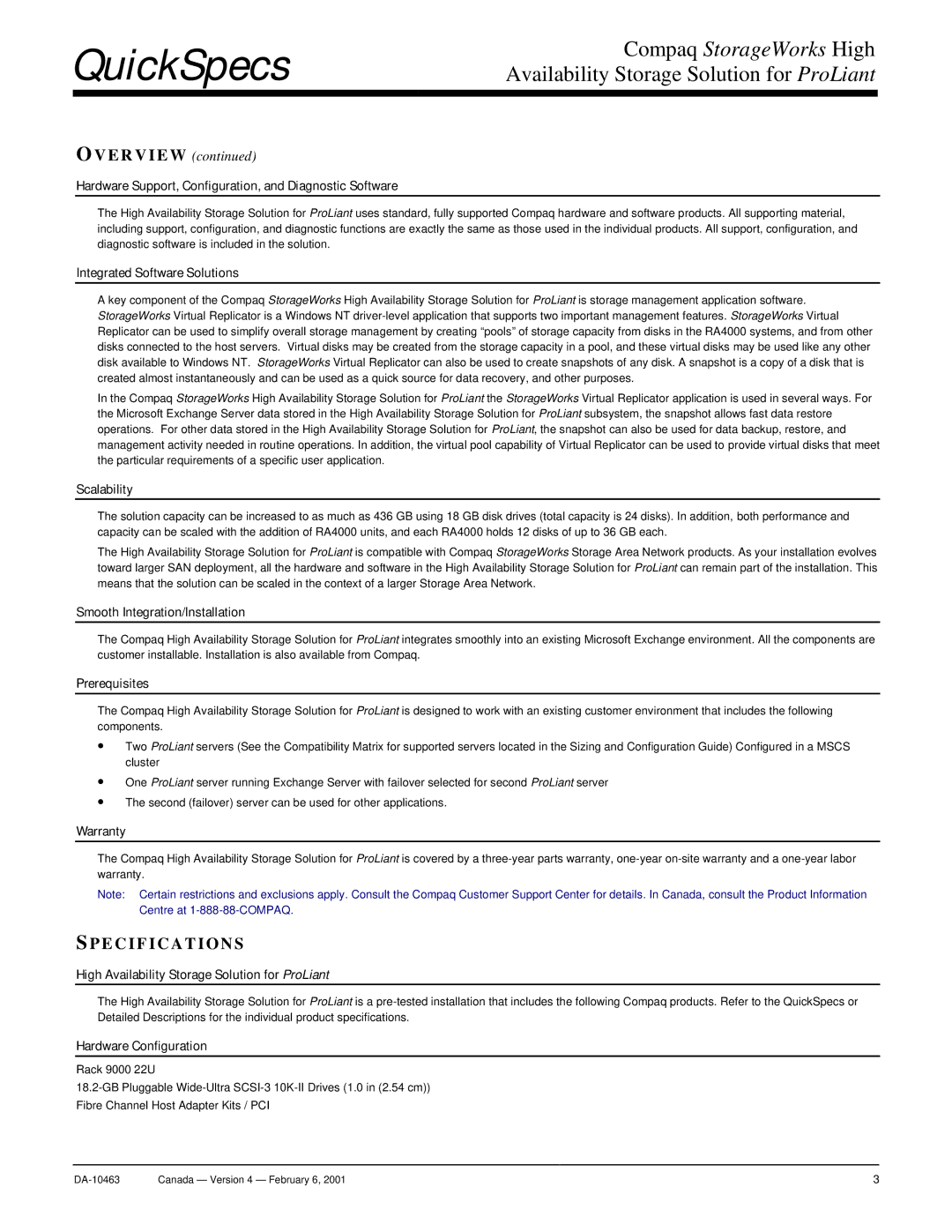 Compaq 223100 manual Specifications 