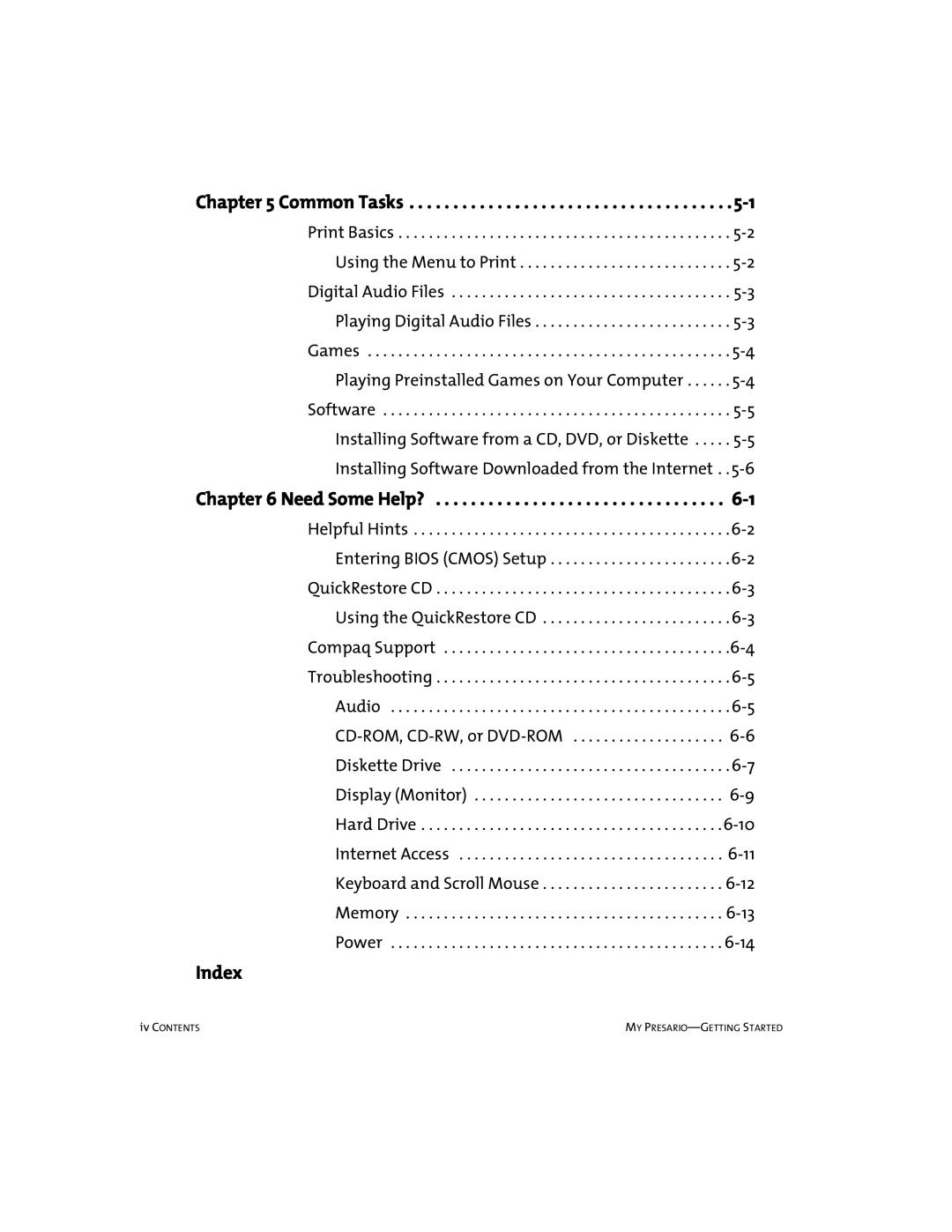 Compaq 228399-373 manual Index 