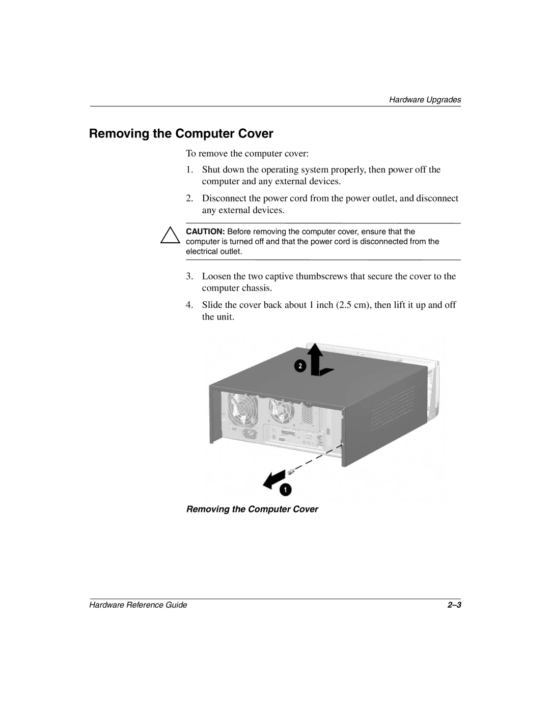 Compaq 243850-002 manual Removing the Computer Cover 