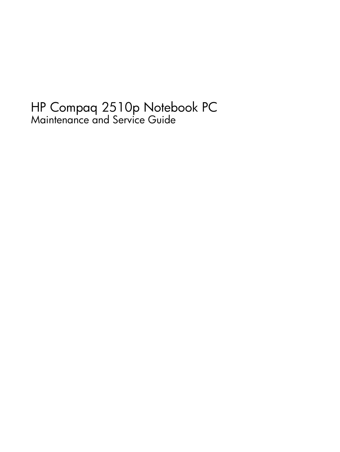 Compaq manual HP Compaq 2510p Notebook PC 