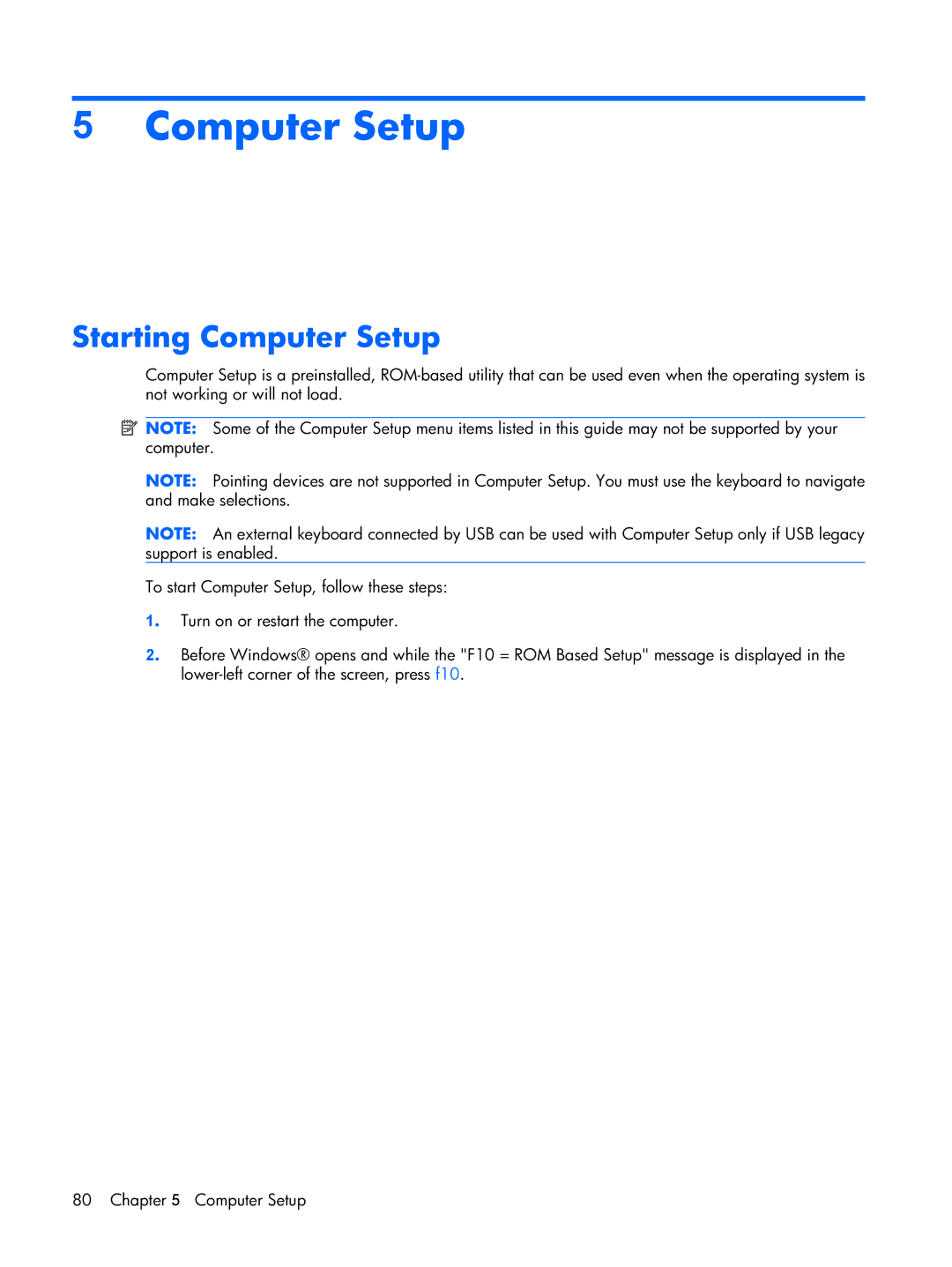 Compaq 2510p manual Starting Computer Setup 