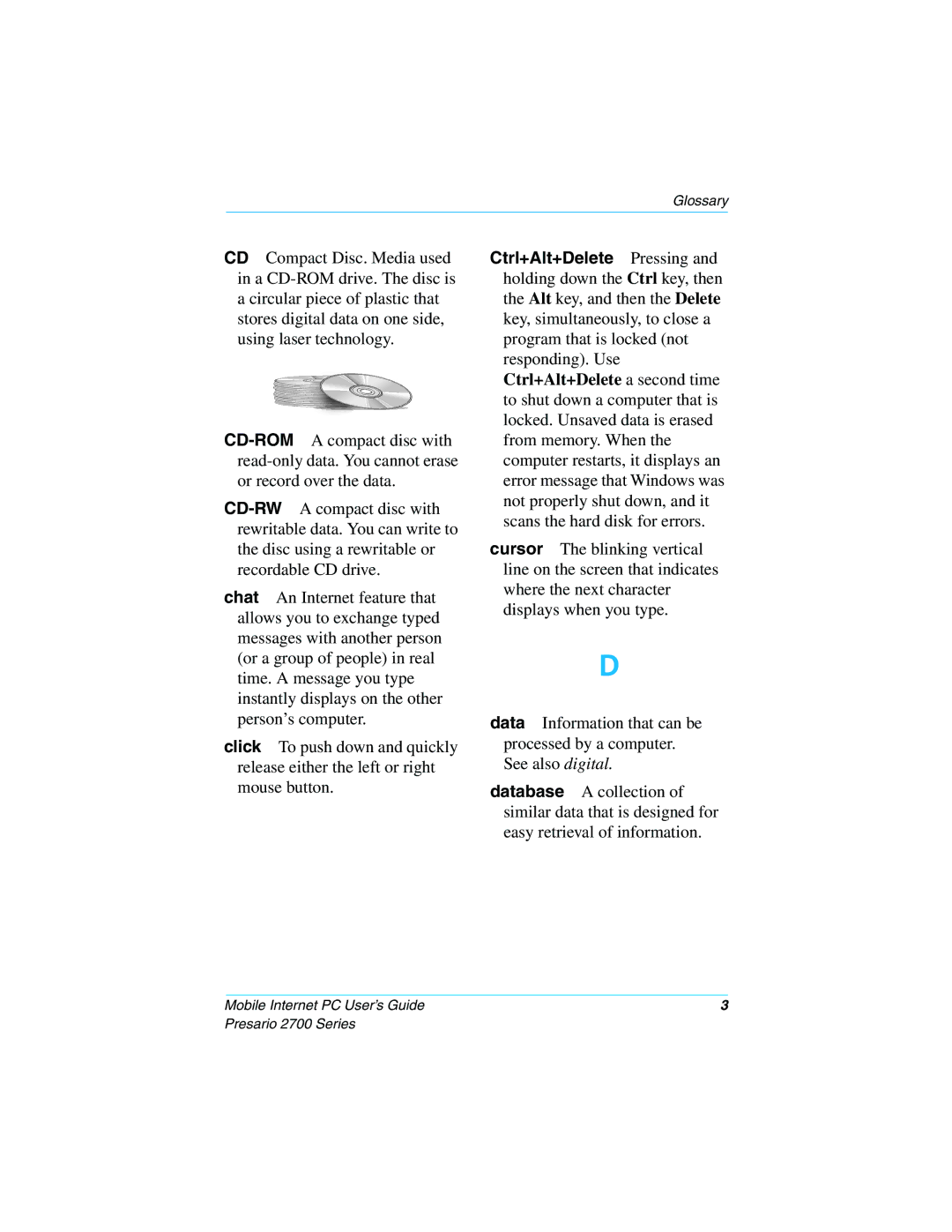 Compaq 2700 manual Glossary 