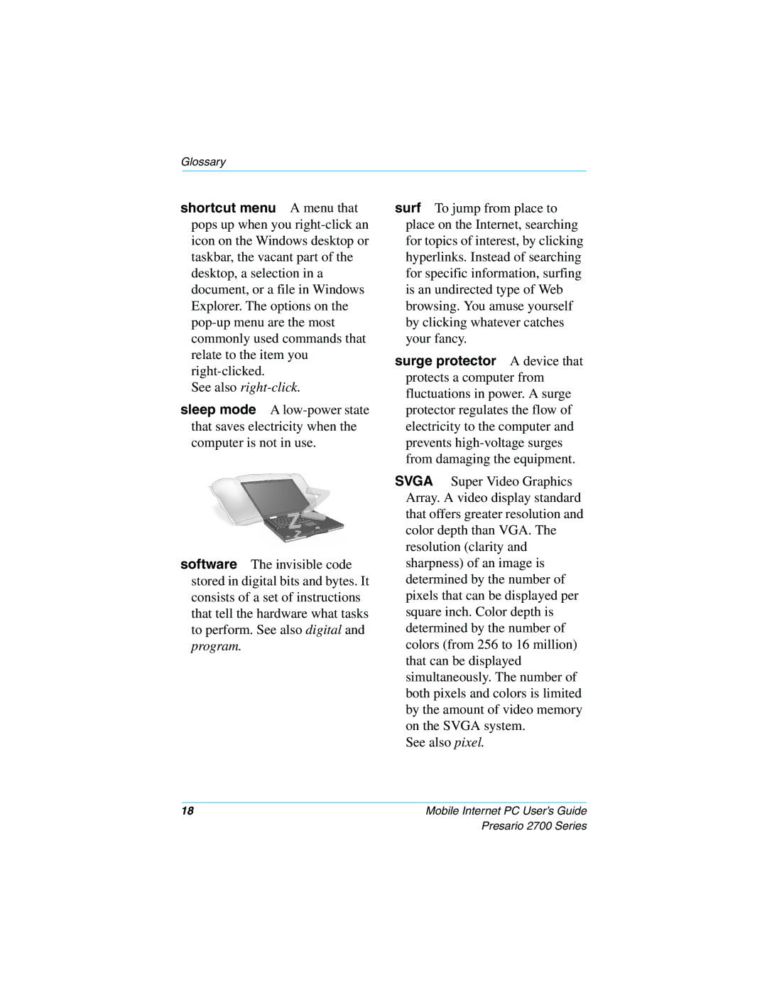 Compaq 2700 manual See also right-click 