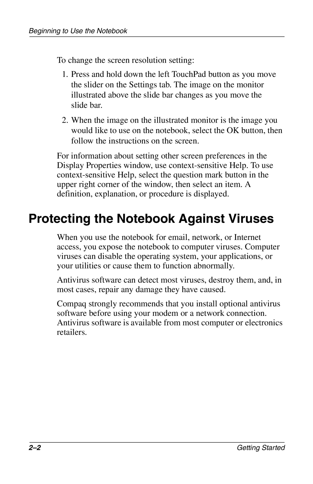 Compaq 272637-001 manual Protecting the Notebook Against Viruses 