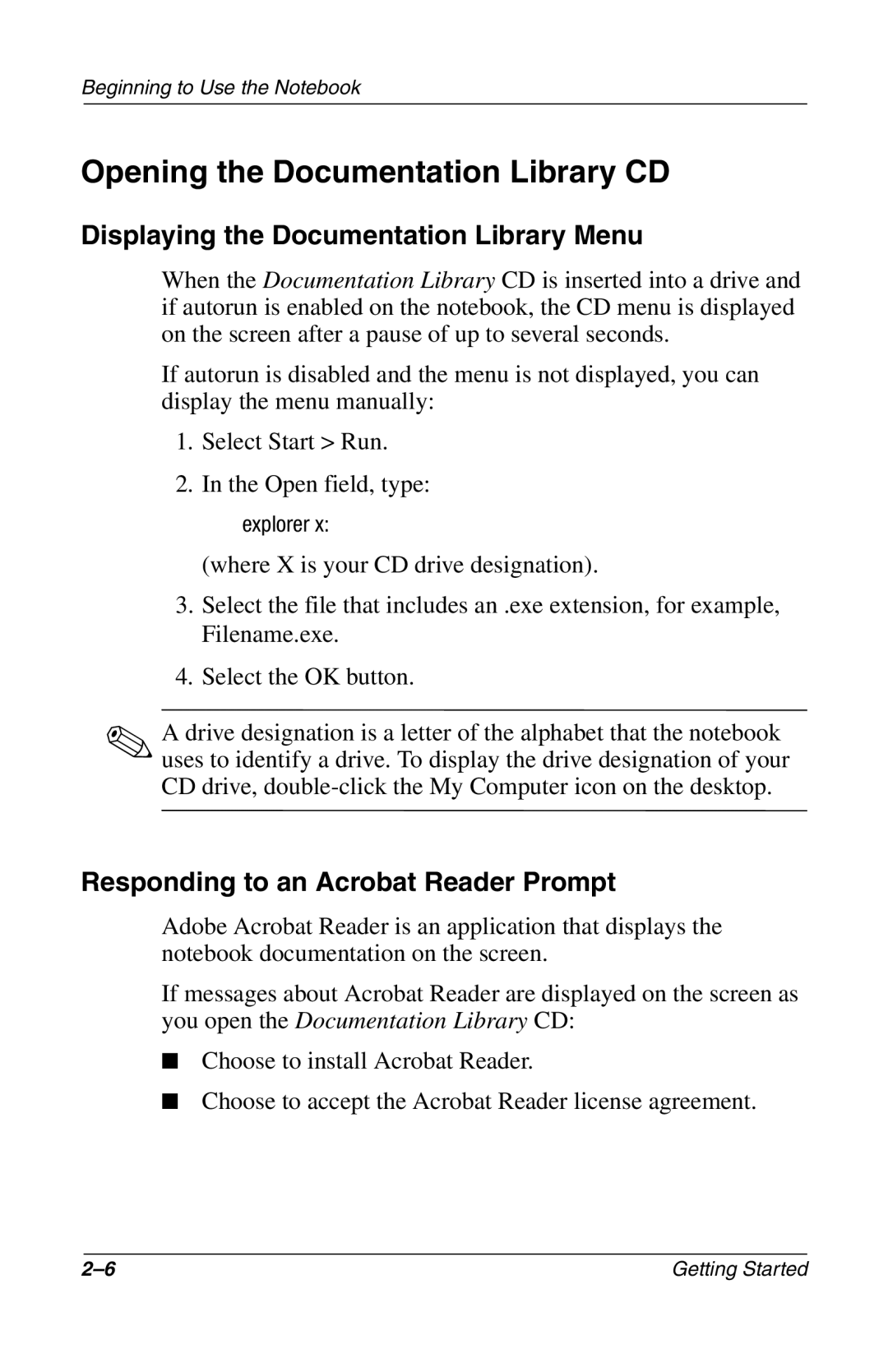 Compaq 272637-001 manual Opening the Documentation Library CD, Displaying the Documentation Library Menu 