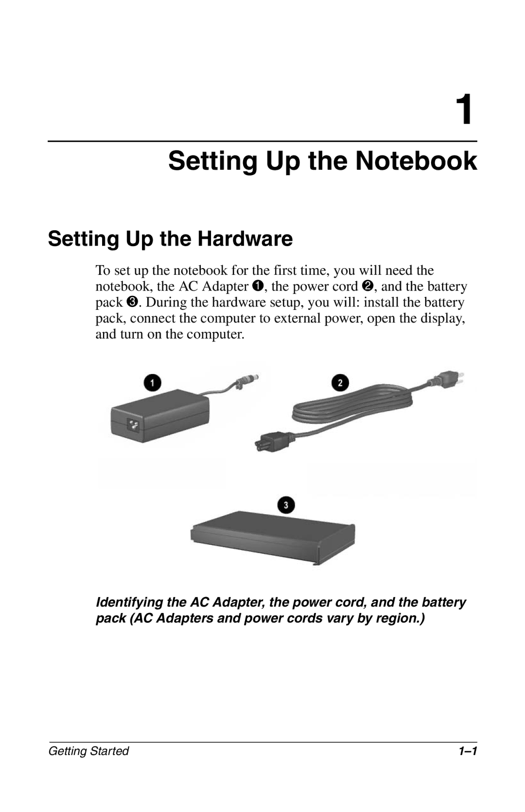 Compaq 272637-001 manual Setting Up the Notebook, Setting Up the Hardware 