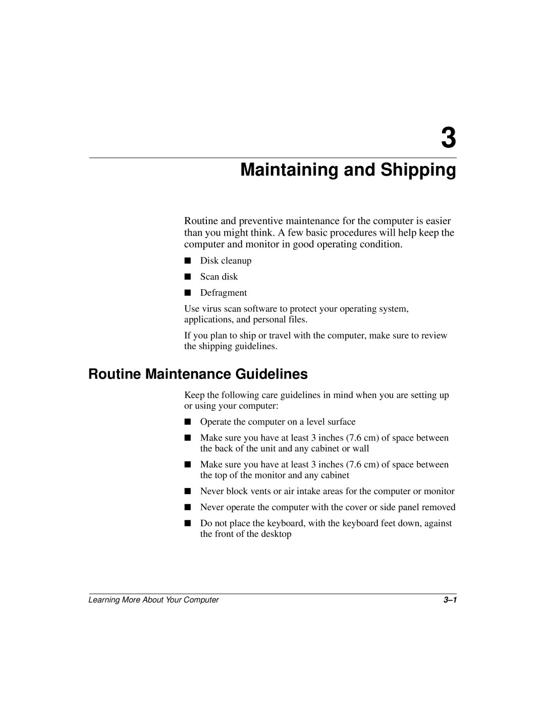 Compaq 277958-001 manual Maintaining and Shipping, Routine Maintenance Guidelines 