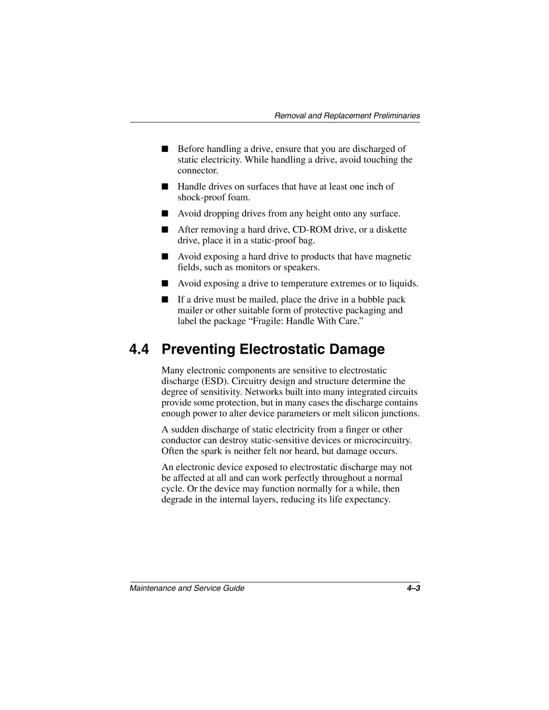 Compaq 279362-002 manual Preventing Electrostatic Damage 