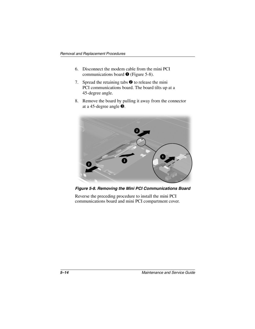 Compaq 279362-002 manual Removing the Mini PCI Communications Board 