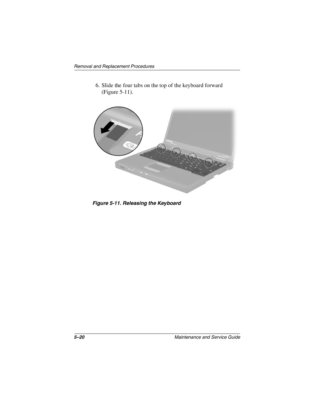 Compaq 279362-002 manual Releasing the Keyboard 