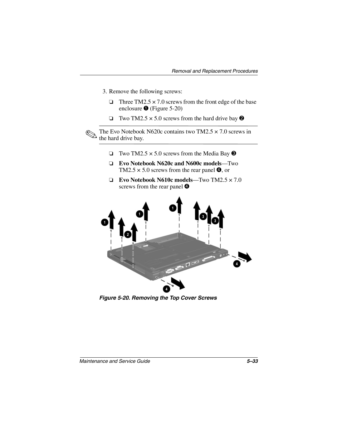 Compaq 279362-002 manual Removing the Top Cover Screws 