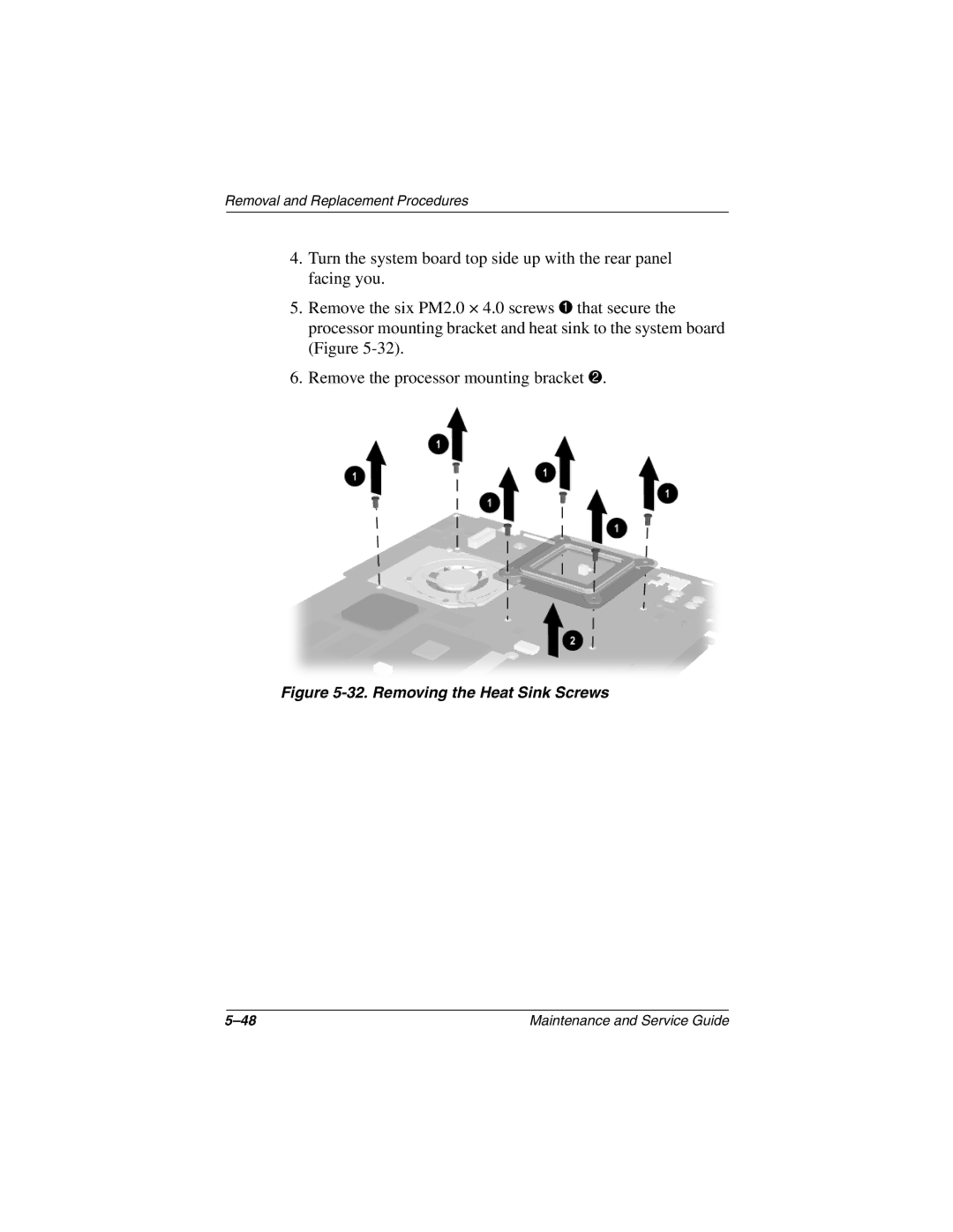 Compaq 279362-002 manual Removing the Heat Sink Screws 