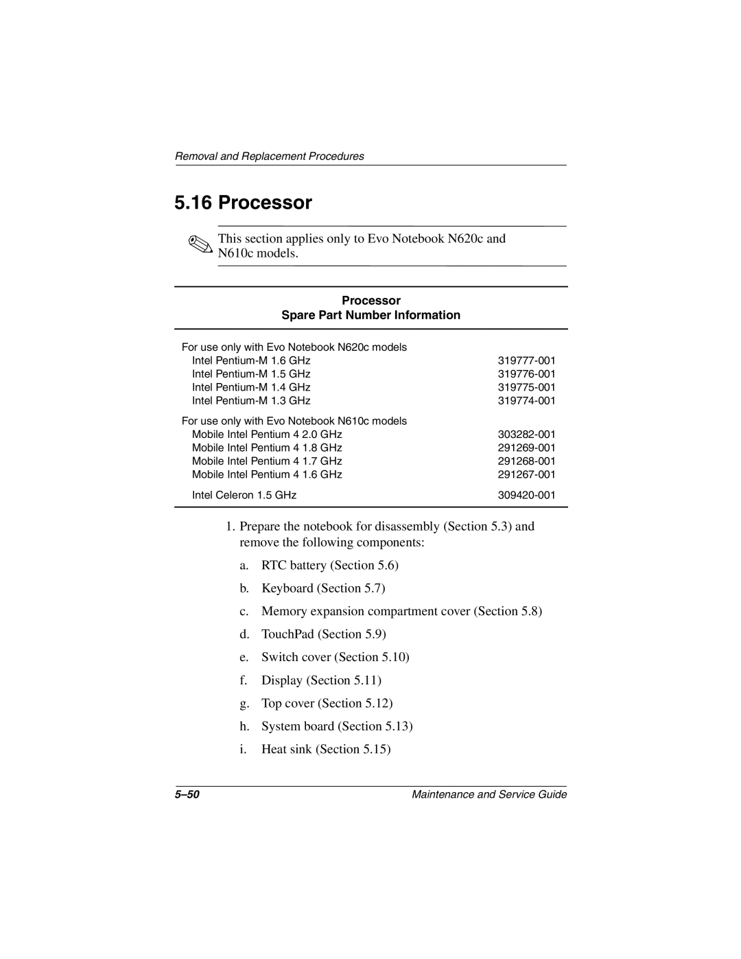 Compaq 279362-002 manual Processor Spare Part Number Information 