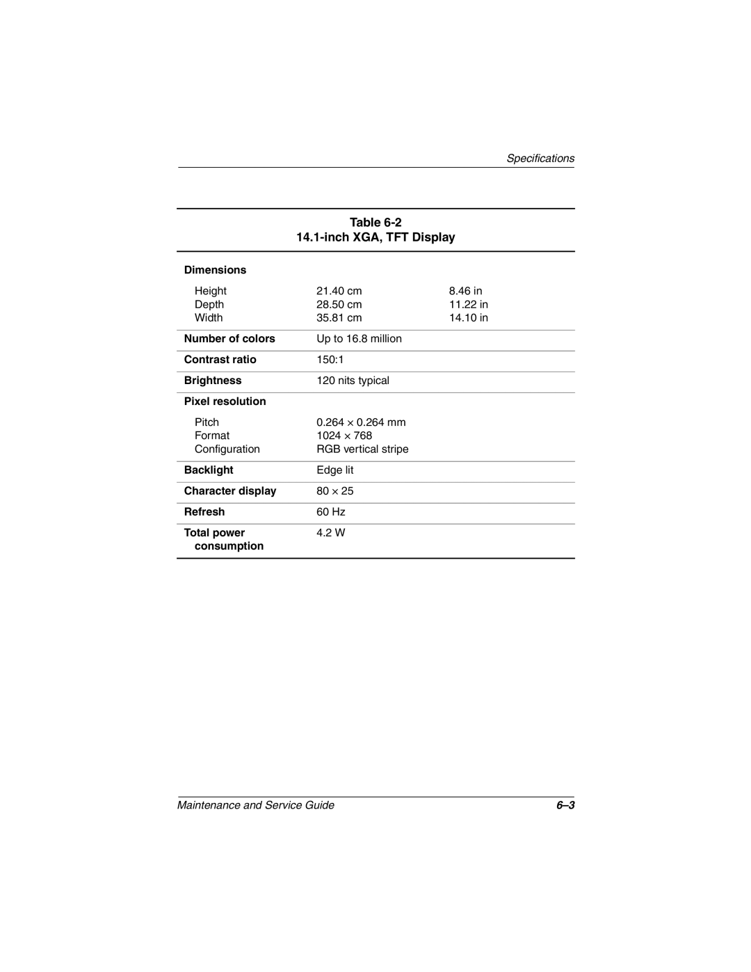 Compaq 279362-002 manual Inch XGA, TFT Display 