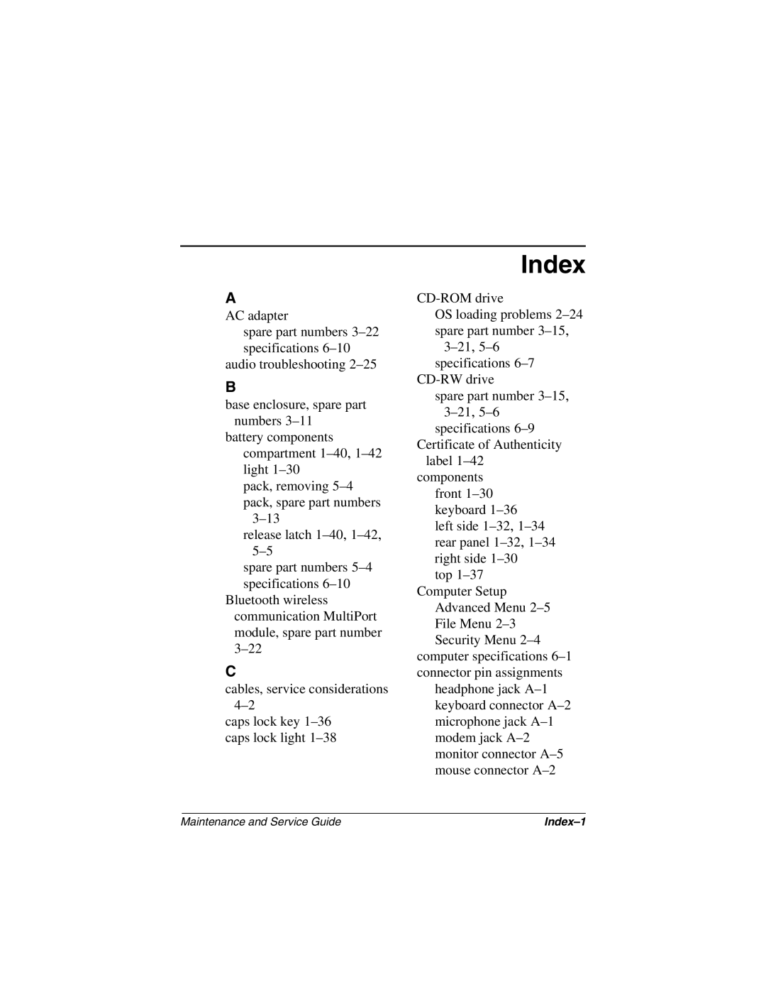 Compaq 279362-002 manual Index 