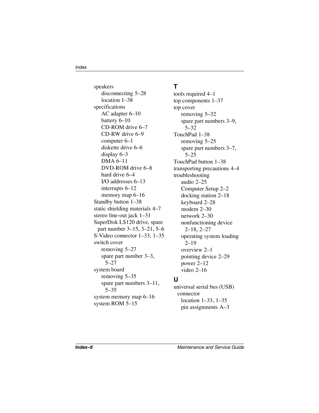 Compaq 279362-002 manual Index-6 