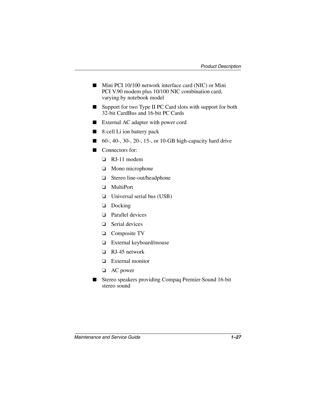 Compaq 279362-002 manual Maintenance and Service Guide 