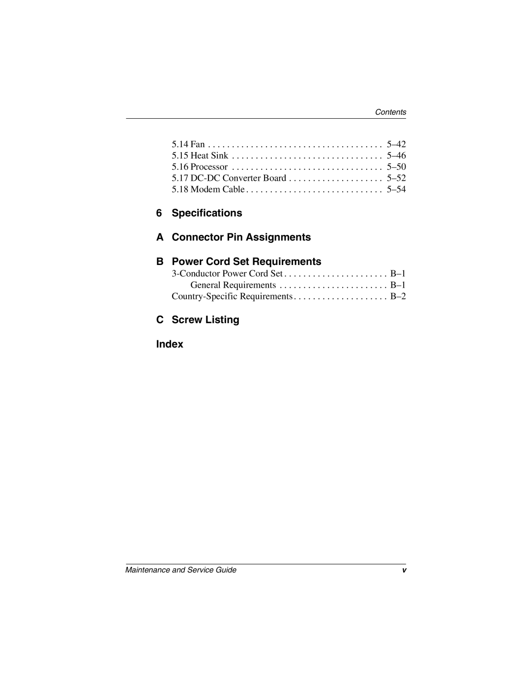 Compaq 279362-002 manual Screw Listing Index 