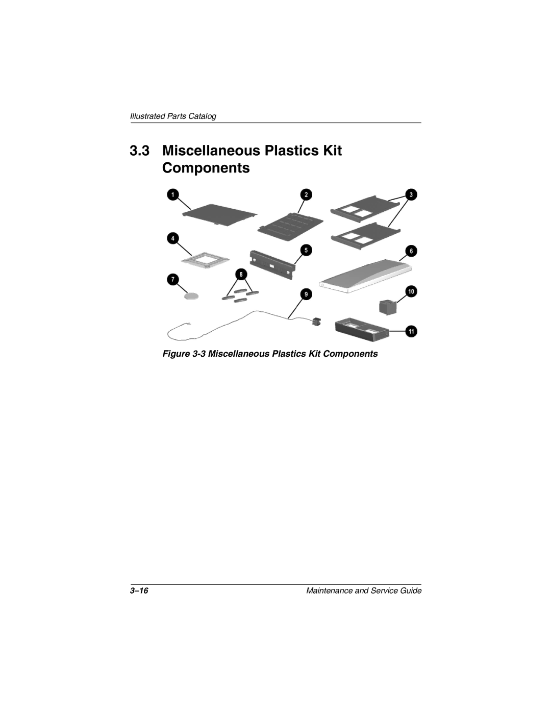 Compaq 279362-002 manual Miscellaneous Plastics Kit Components 