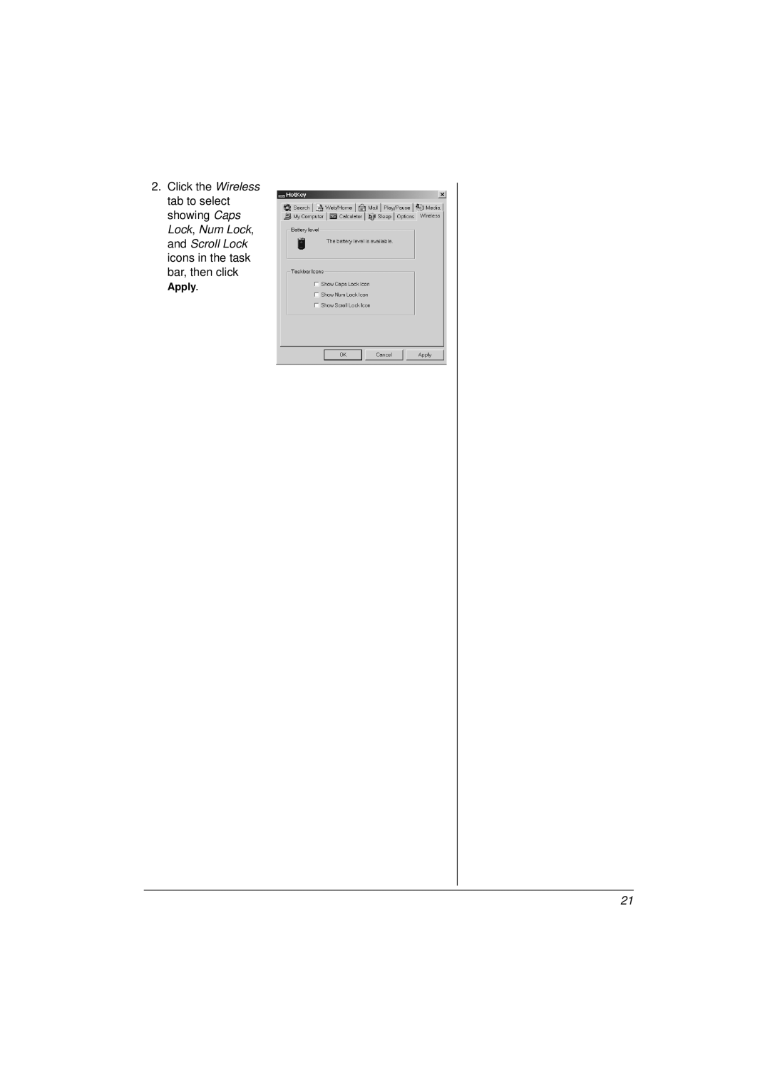 Compaq 27MHz owner manual Apply 