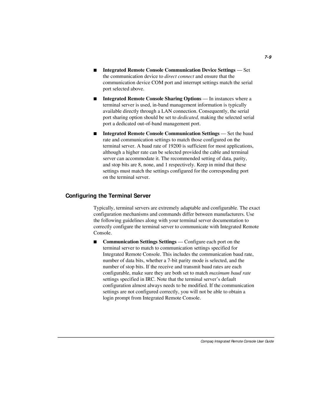 Compaq 281862-002 manual Configuring the Terminal Server 