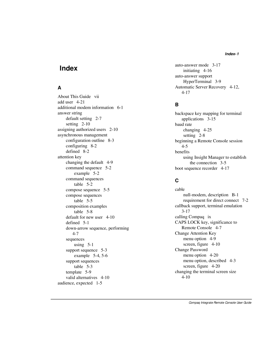 Compaq 281862-002 manual Index-1 