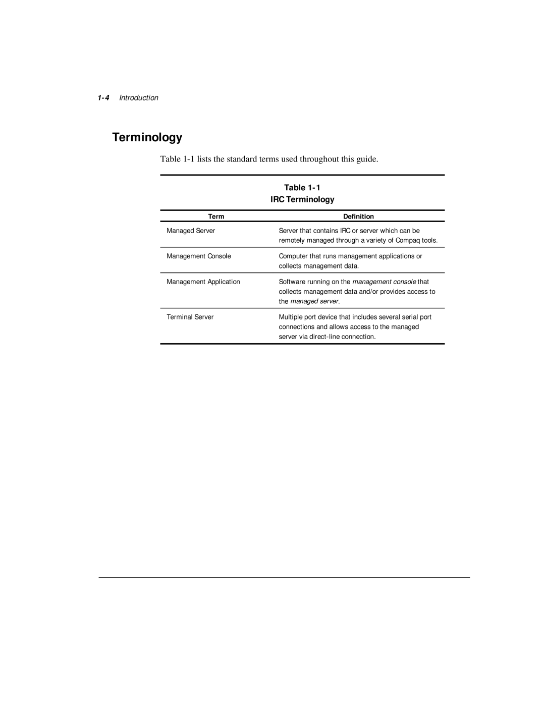 Compaq 281862-002 manual IRC Terminology, 4Introduction 