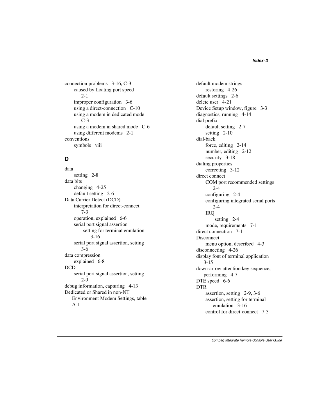 Compaq 281862-002 manual Dcd, Index-3 