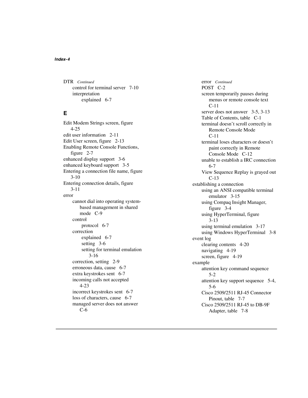 Compaq 281862-002 manual Index-4 