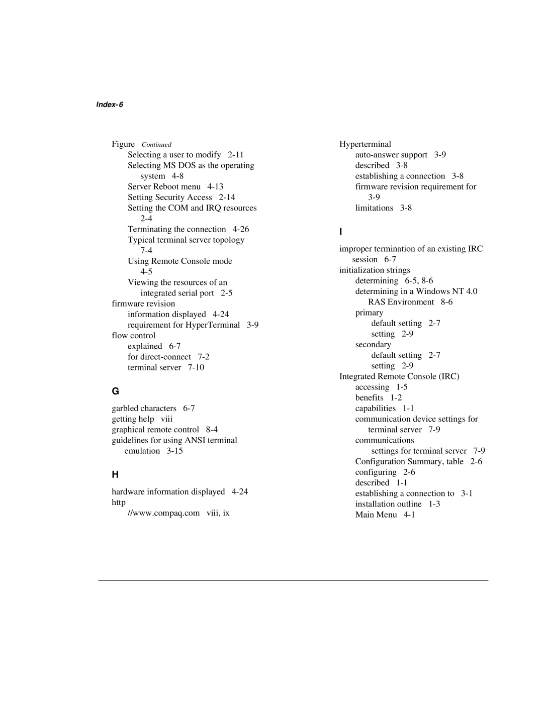 Compaq 281862-002 manual Index-6 