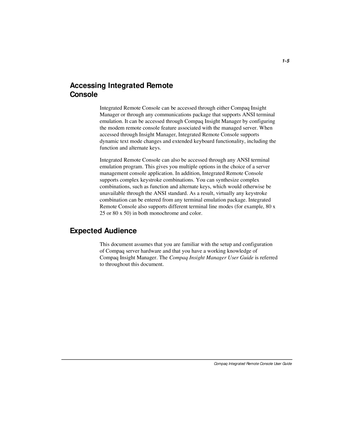 Compaq 281862-002 manual Accessing Integrated Remote Console, Expected Audience 