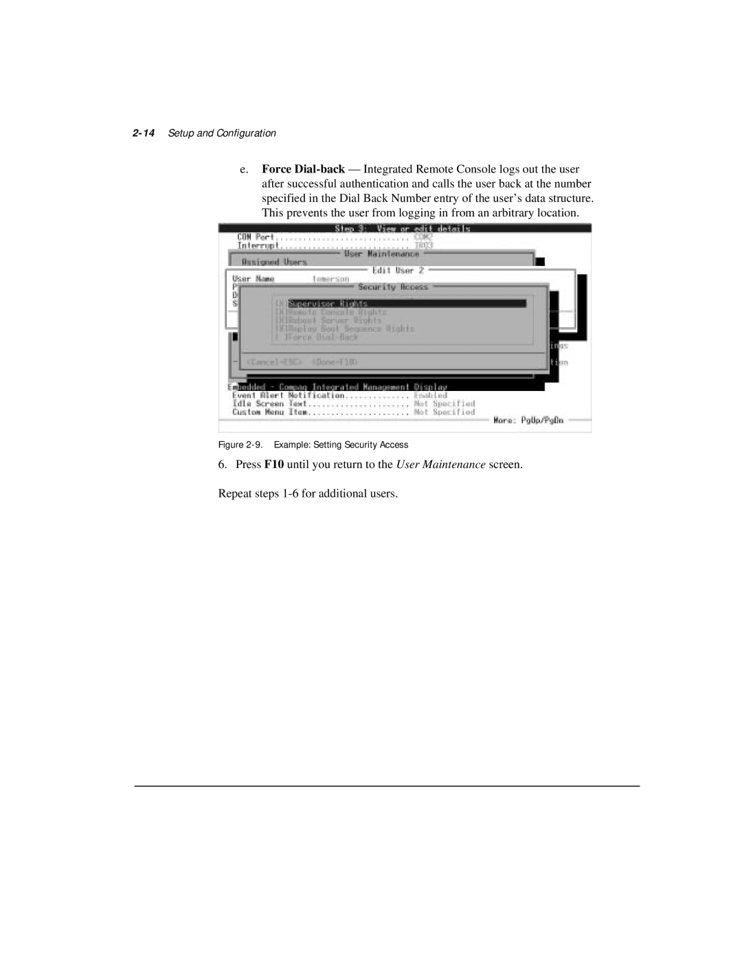 Compaq 281862-002 manual 14Setup and Configuration, Example Setting Security Access 