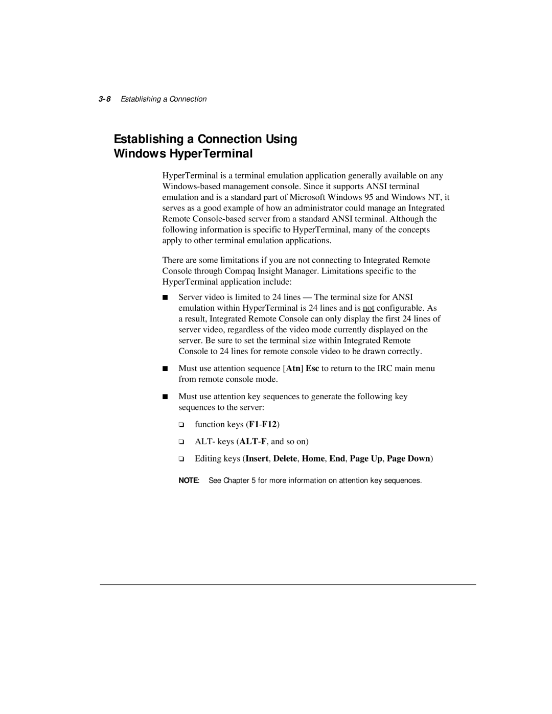 Compaq 281862-002 manual Establishing a Connection Using Windows HyperTerminal, 8Establishing a Connection 