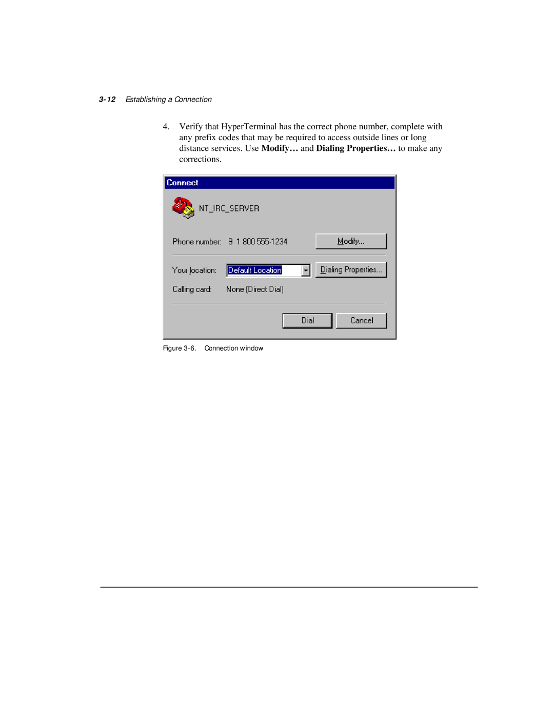 Compaq 281862-002 manual 12Establishing a Connection, Connection window 