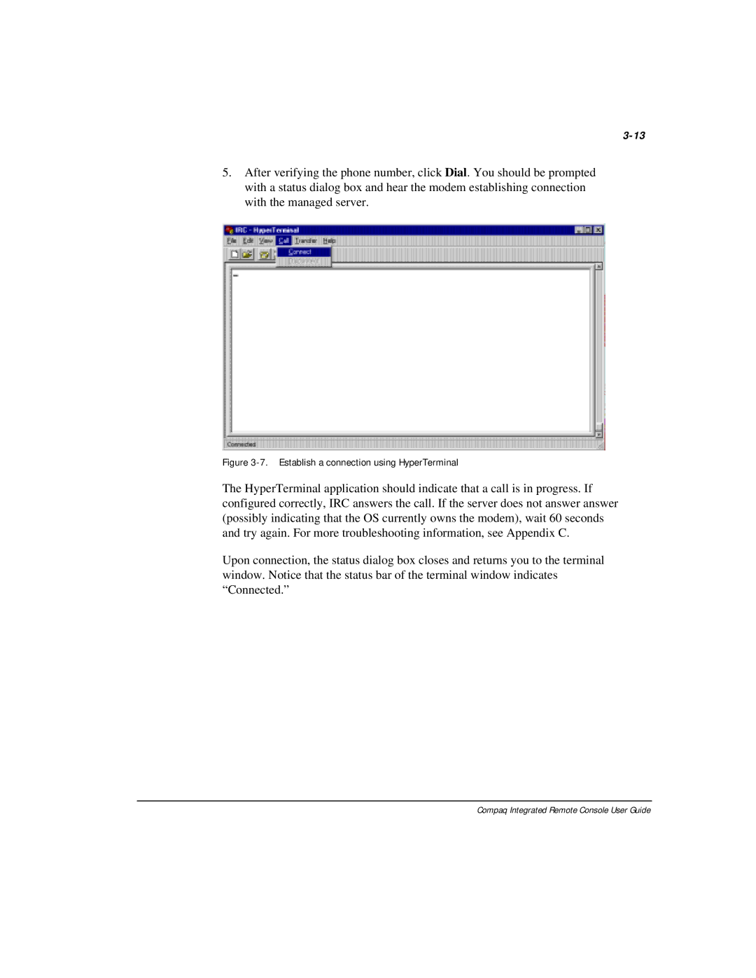 Compaq 281862-002 manual Establish a connection using HyperTerminal 