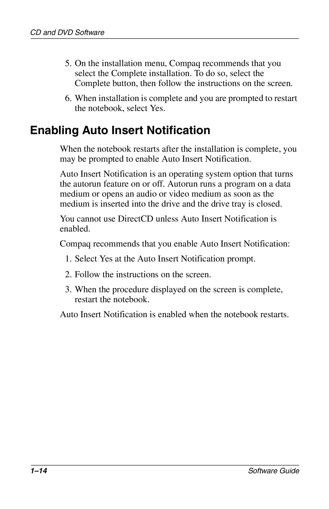 Compaq 285558-001 manual Enabling Auto Insert Notification 