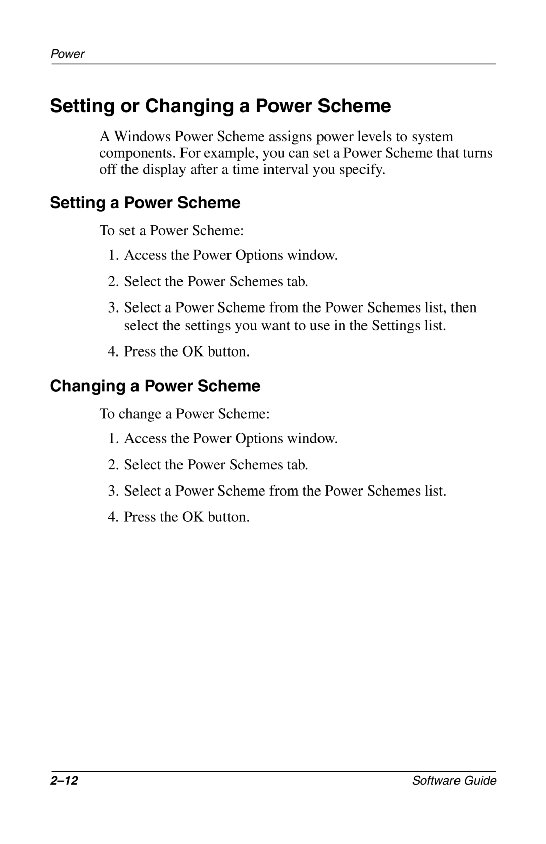 Compaq 285558-001 manual Setting or Changing a Power Scheme, Setting a Power Scheme 