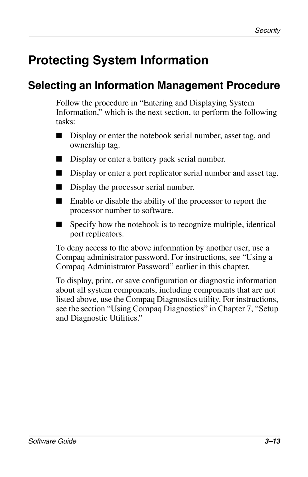 Compaq 285558-001 manual Protecting System Information, Selecting an Information Management Procedure 