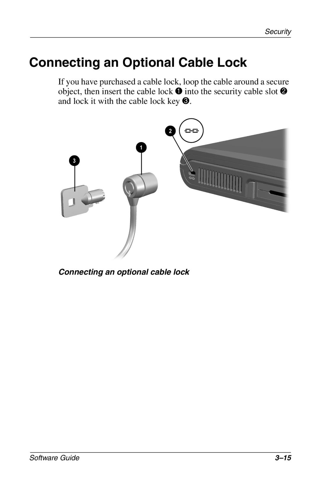 Compaq 285558-001 manual Connecting an Optional Cable Lock 